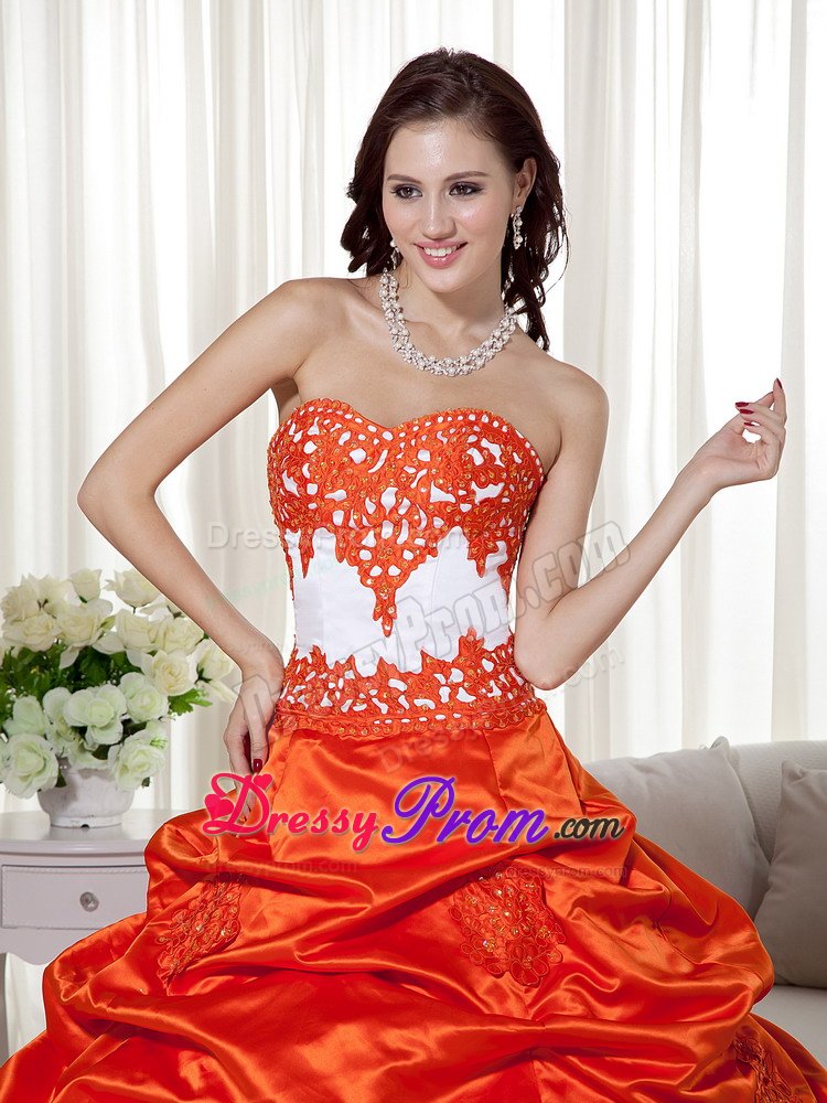 Appliques and Pick ups Accent Orange Red 16 Quinceanera Dresses