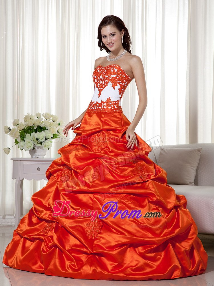 Appliques and Pick ups Accent Orange Red 16 Quinceanera Dresses
