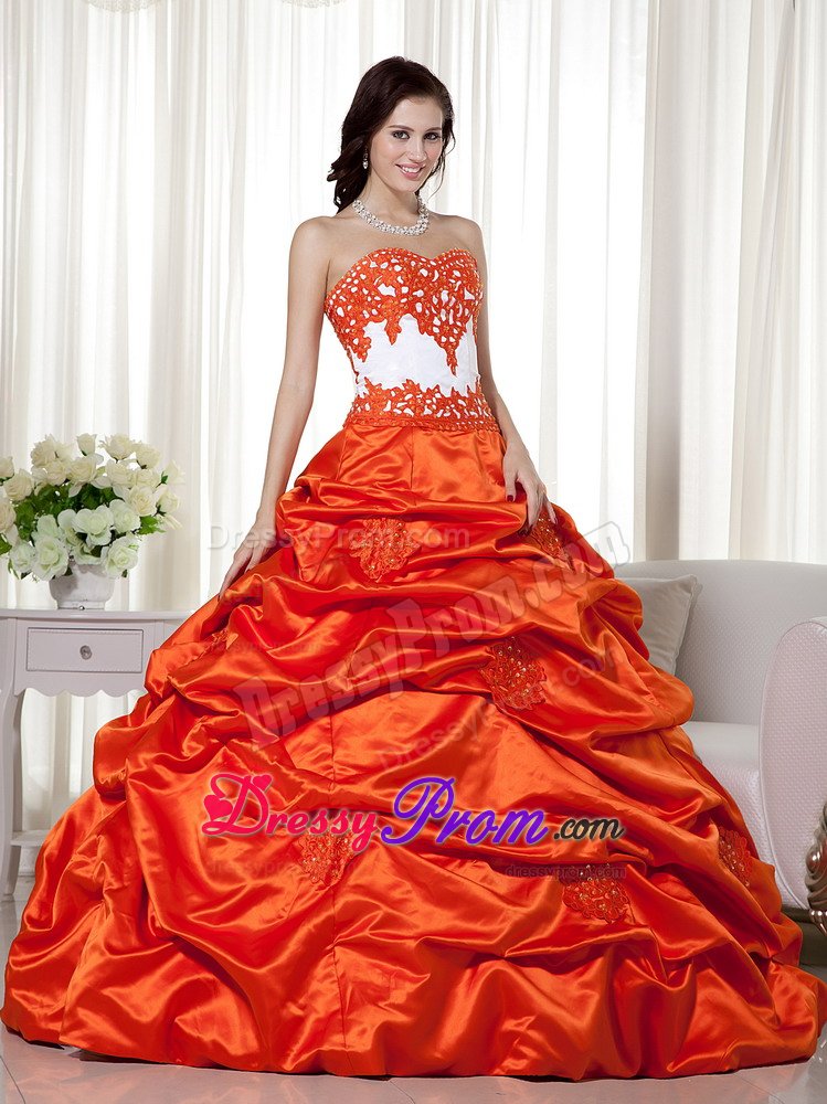 Appliques and Pick ups Accent Orange Red 16 Quinceanera Dresses