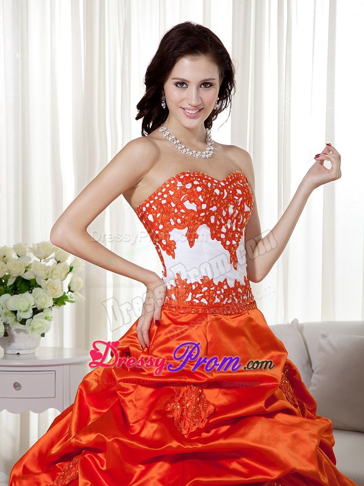Appliques and Pick ups Accent Orange Red 16 Quinceanera Dresses