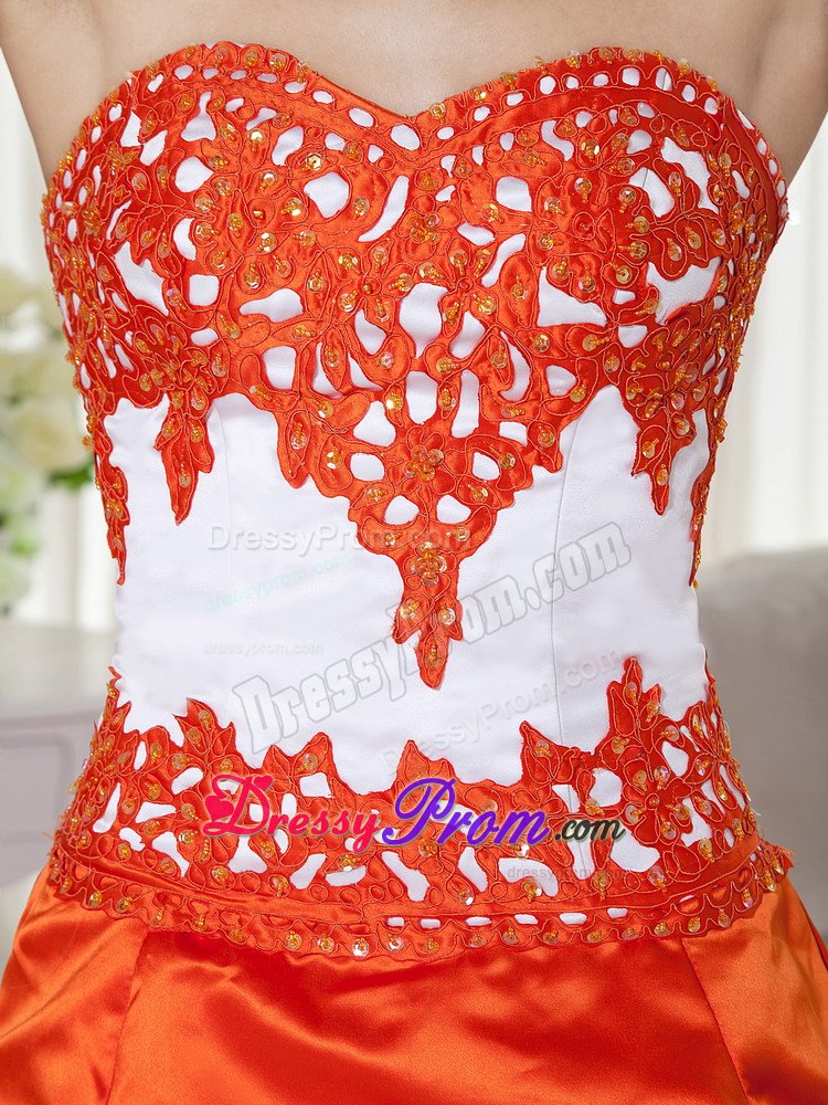 Appliques and Pick ups Accent Orange Red 16 Quinceanera Dresses