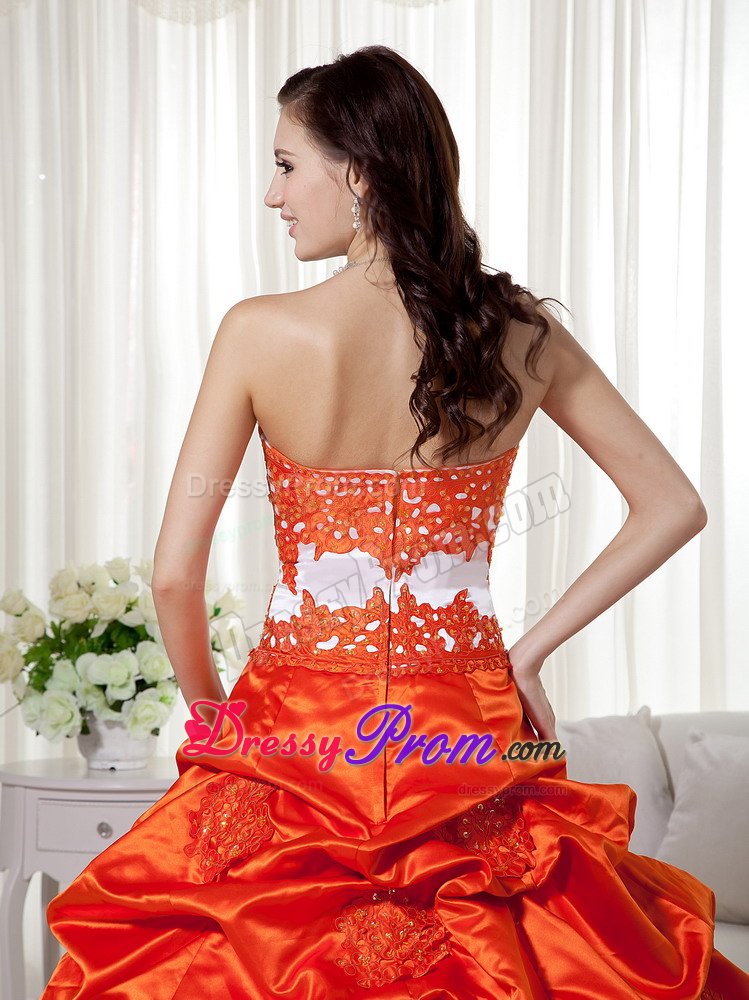 Appliques and Pick ups Accent Orange Red 16 Quinceanera Dresses
