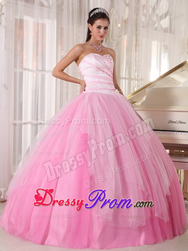 Temecula CA Pink Tulle Sixteen Quinceanera Dresses with Beading