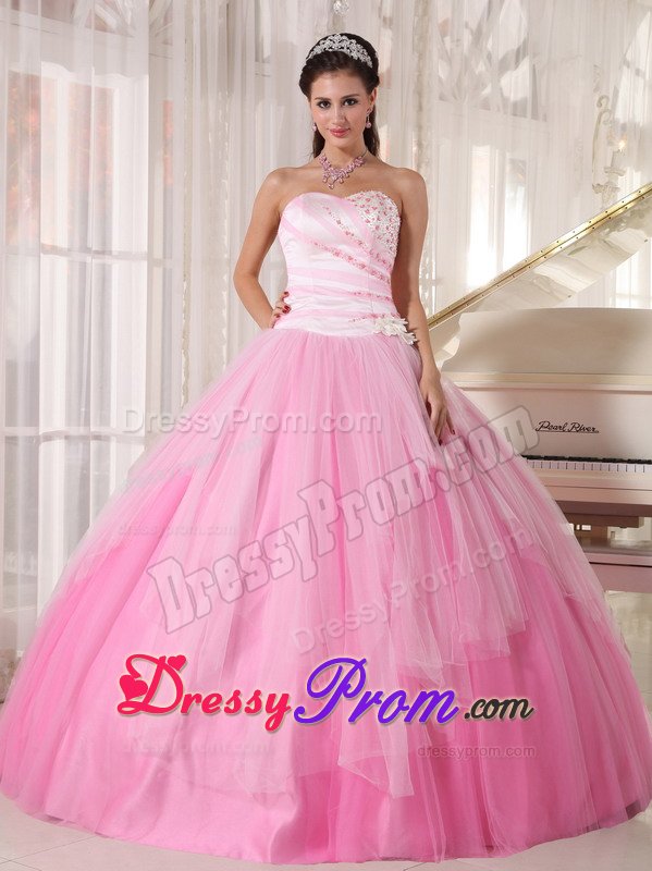 Temecula CA Pink Tulle Sixteen Quinceanera Dresses with Beading