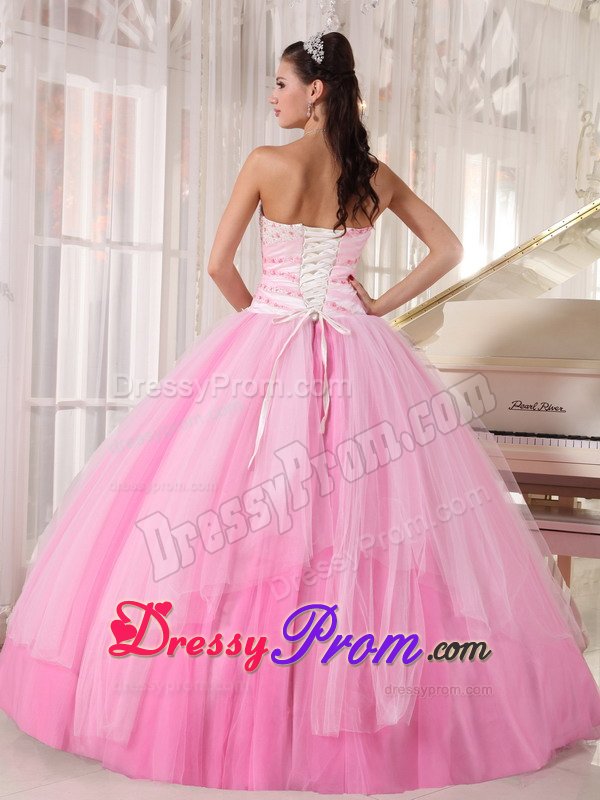 Temecula CA Pink Tulle Sixteen Quinceanera Dresses with Beading