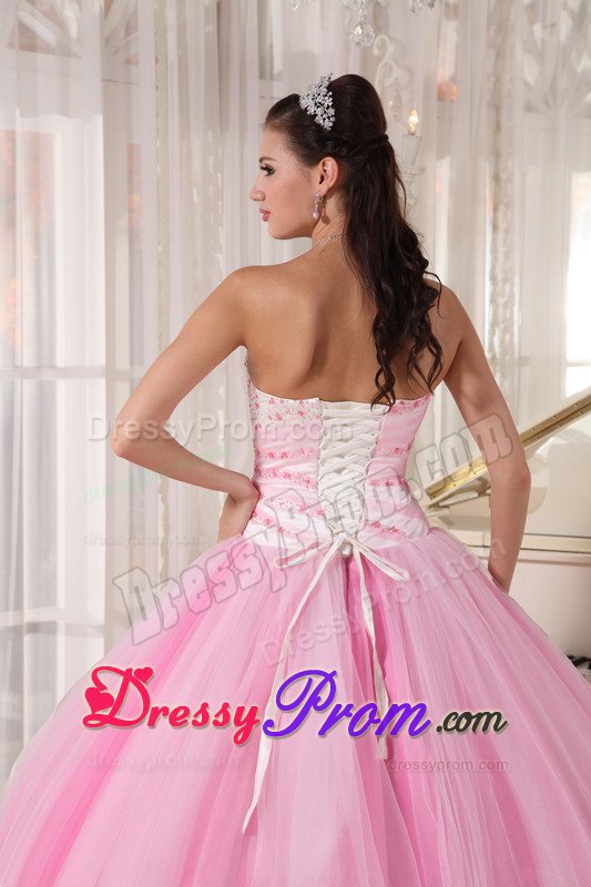 Temecula CA Pink Tulle Sixteen Quinceanera Dresses with Beading