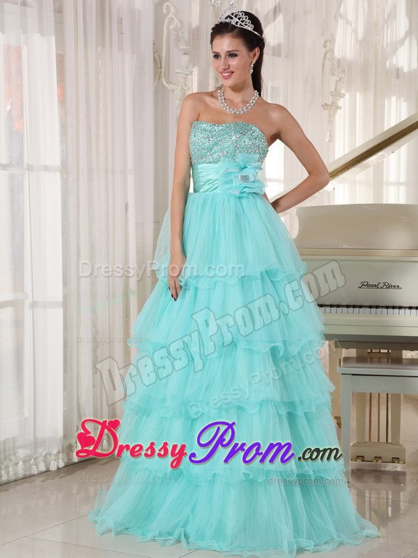 Beading and Ruffled Layers Accent Quinceanera Gown in Apple Green