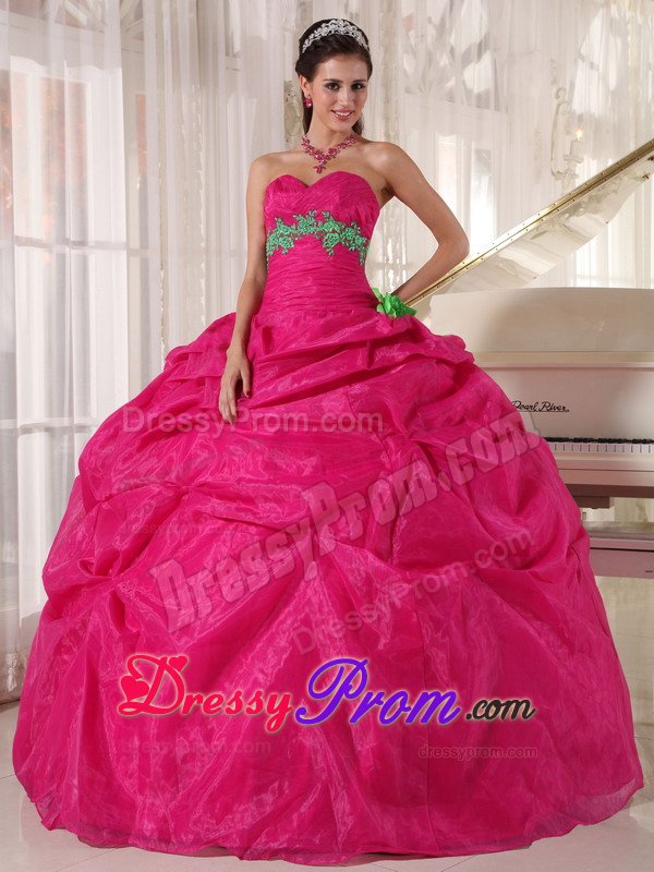 Tarzana CA Appliqued Sweet Sixteen Quinceanera Dress in Hot Pink