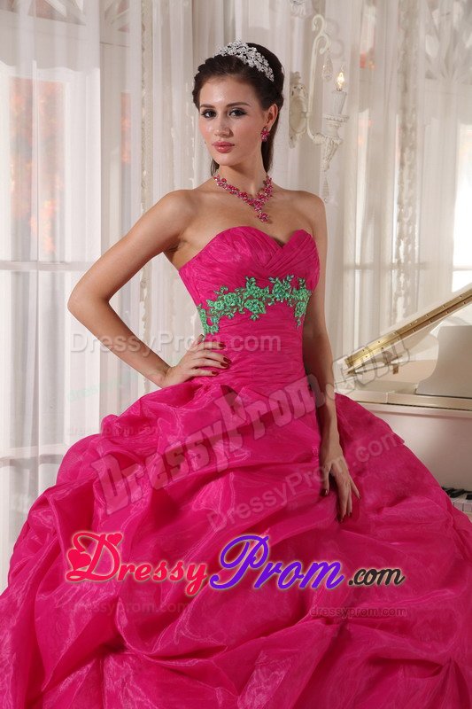 Tarzana CA Appliqued Sweet Sixteen Quinceanera Dress in Hot Pink