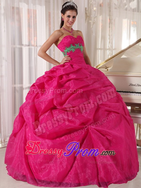Tarzana CA Appliqued Sweet Sixteen Quinceanera Dress in Hot Pink