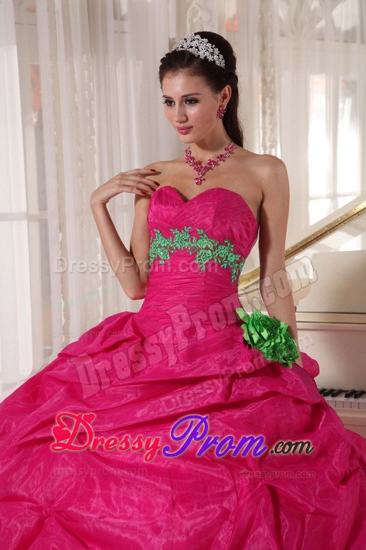 Tarzana CA Appliqued Sweet Sixteen Quinceanera Dress in Hot Pink