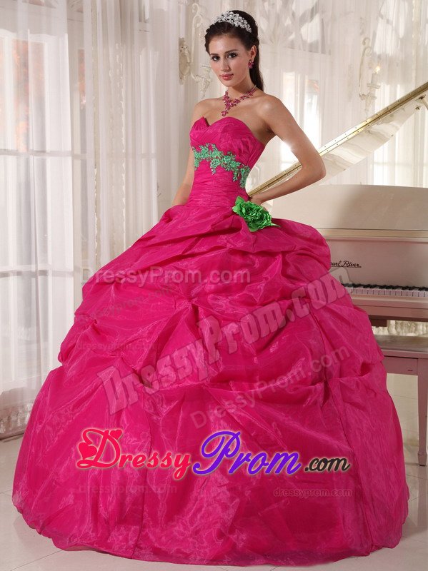 Tarzana CA Appliqued Sweet Sixteen Quinceanera Dress in Hot Pink