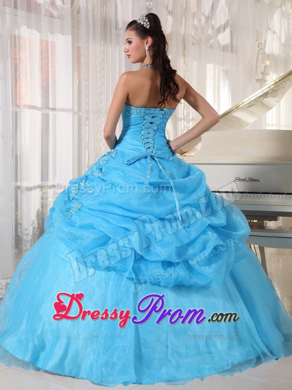 Baby Blue Sweet Sixteen Quinceanera Dresses with Appliques 2014