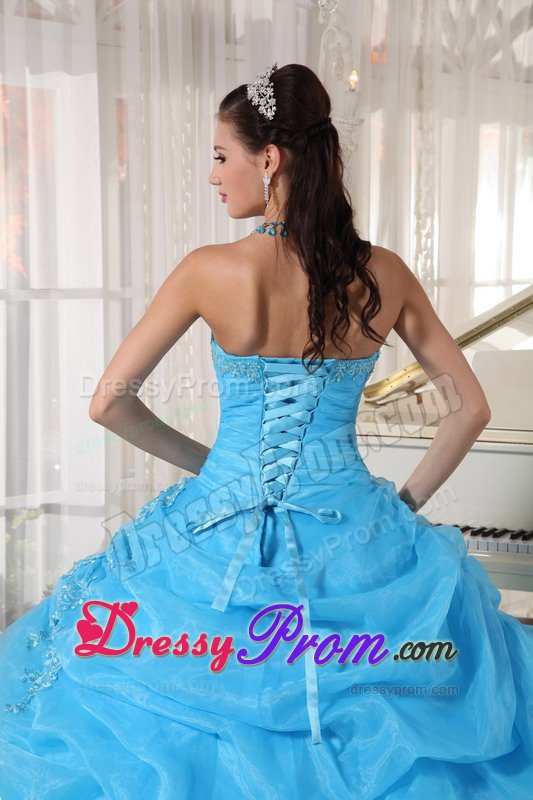 Baby Blue Sweet Sixteen Quinceanera Dresses with Appliques 2014