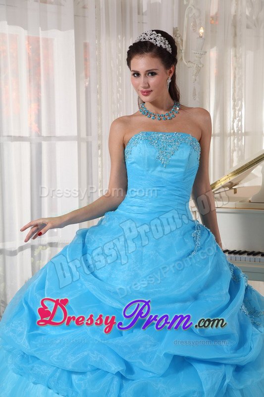 Baby Blue Sweet Sixteen Quinceanera Dresses with Appliques 2014