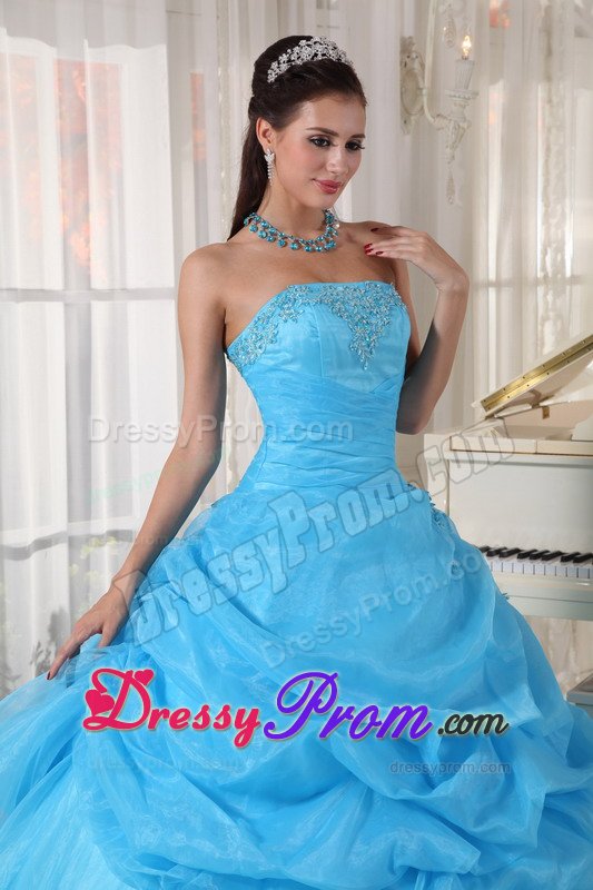 Baby Blue Sweet Sixteen Quinceanera Dresses with Appliques 2014