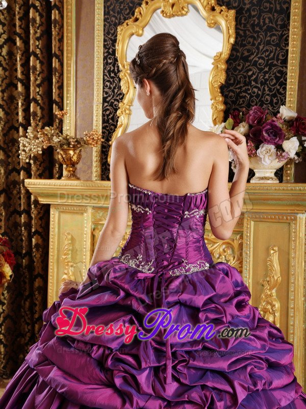 Stockton CA Appliqued Purple Quinceanera Dresses with Pick ups