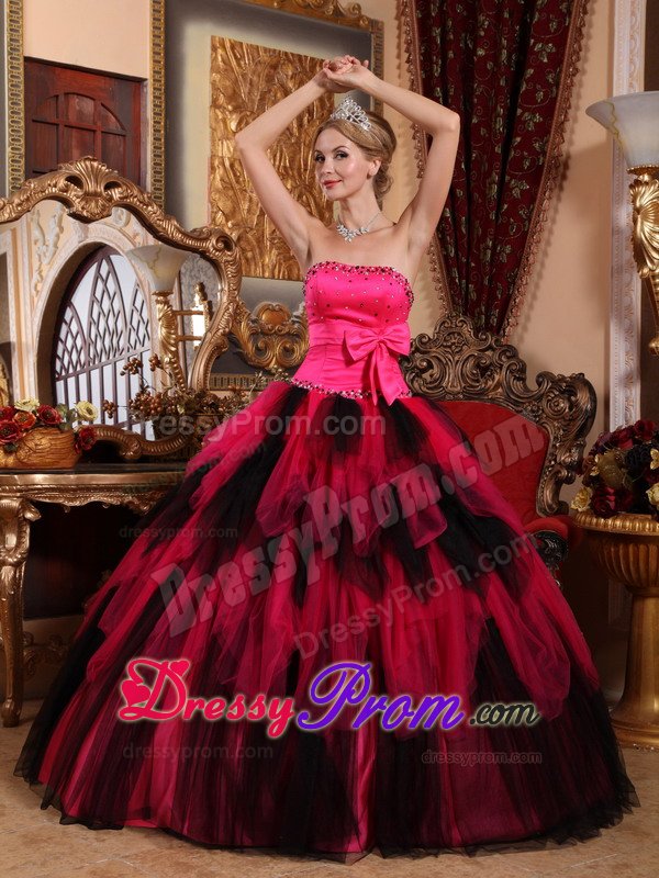 Multi-tiered Strapless Beaded Quinceanera Gowns with Bow in Vogue