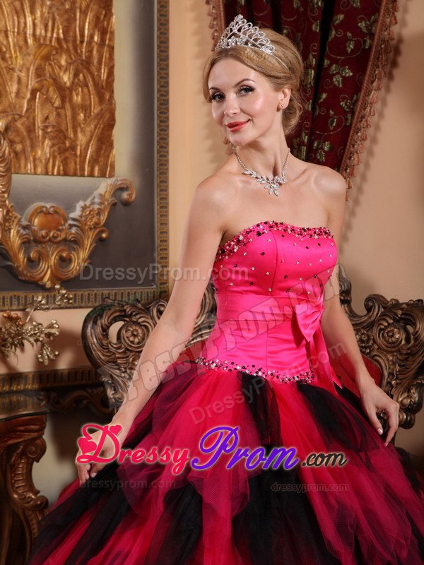 Multi-tiered Strapless Beaded Quinceanera Gowns with Bow in Vogue