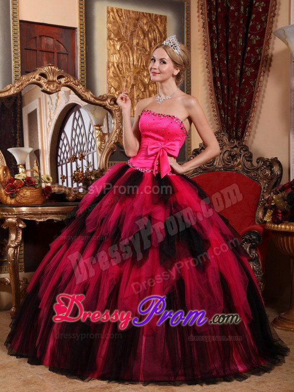 Multi-tiered Strapless Beaded Quinceanera Gowns with Bow in Vogue