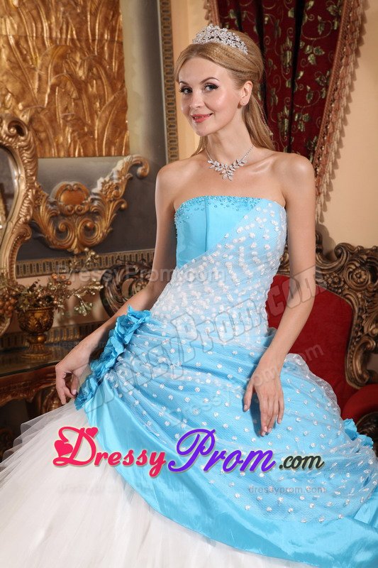 Pretty Taffeta and Tulle Dresses for a Quince with Hand Made Flowers