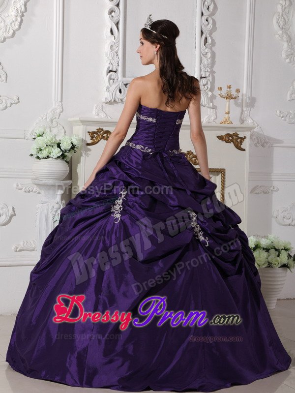 Duque De Caxias Dark Purple Strapless Sweet 16 Dresses Appliques