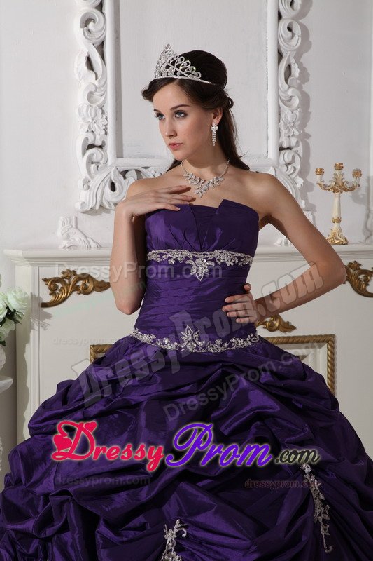 Duque De Caxias Dark Purple Strapless Sweet 16 Dresses Appliques