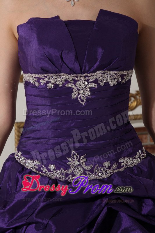Duque De Caxias Dark Purple Strapless Sweet 16 Dresses Appliques