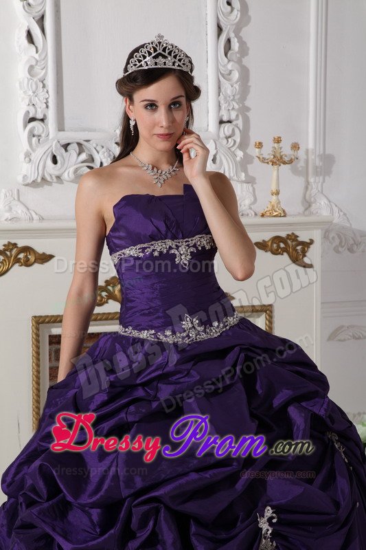Duque De Caxias Dark Purple Strapless Sweet 16 Dresses Appliques