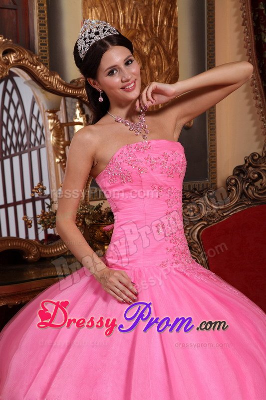 Ball Gown Quinceanera Dress Strapless Appliques with Lace up Back