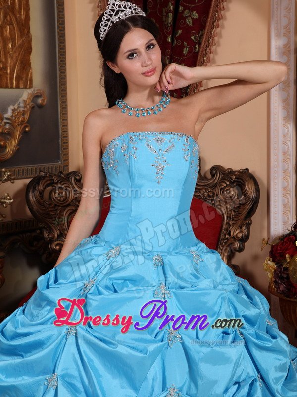 Attractive Appliques Taffeta Sweet 15 Dresses Strapless for Curitiba