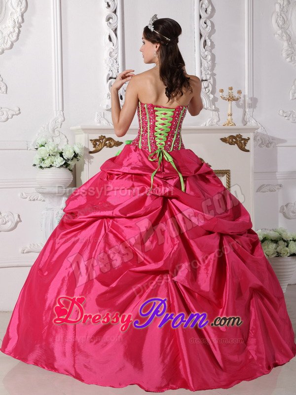 Coral Red Ruffled Quinceanera Dress Beading with Hand Made Flowers