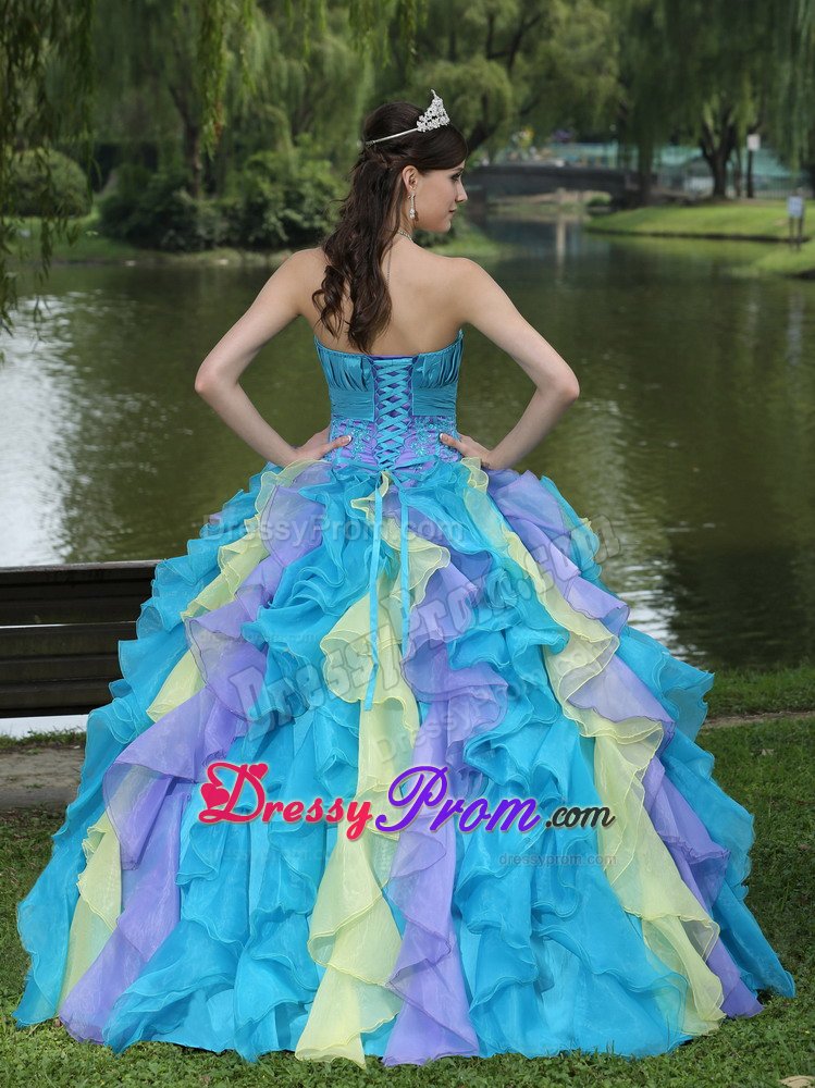 Sophiscated Strapless Ruffled Sweet 15 Dresses Ruches and Appliques