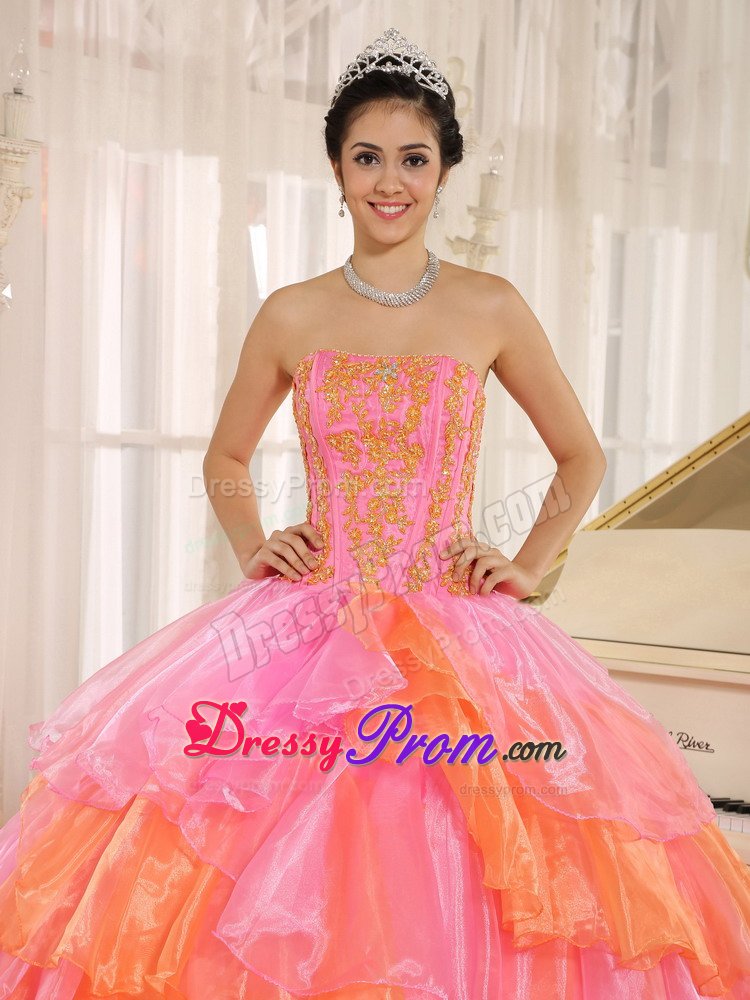 Brand New Strapless Appliques Sweet Sixteen Dresses Ruffled Layers