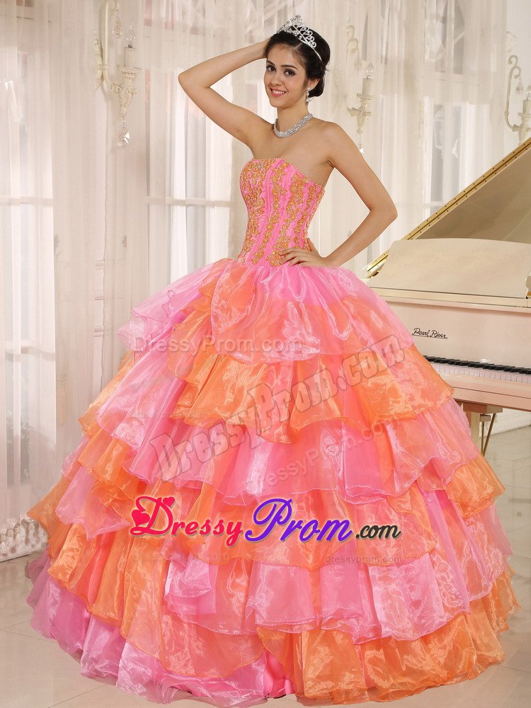 Brand New Strapless Appliques Sweet Sixteen Dresses Ruffled Layers