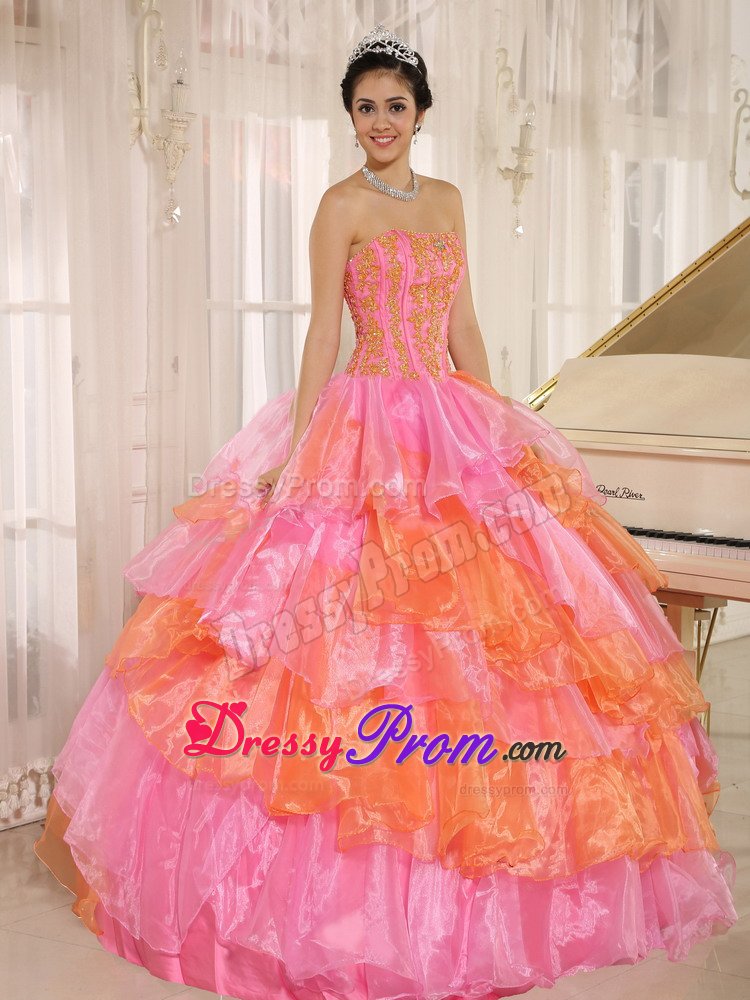 Brand New Strapless Appliques Sweet Sixteen Dresses Ruffled Layers