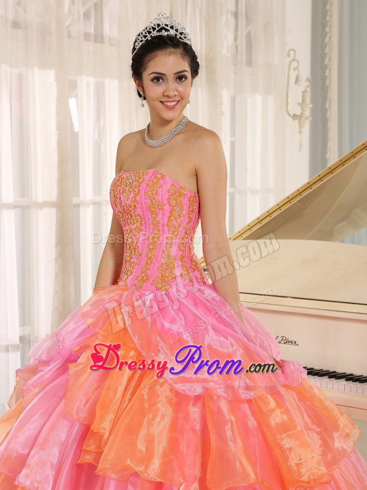 Brand New Strapless Appliques Sweet Sixteen Dresses Ruffled Layers