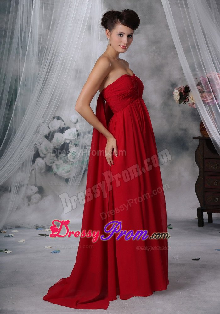 Polished Strapless Ruched Prom Pageant Dress Watteau Train in Colombo