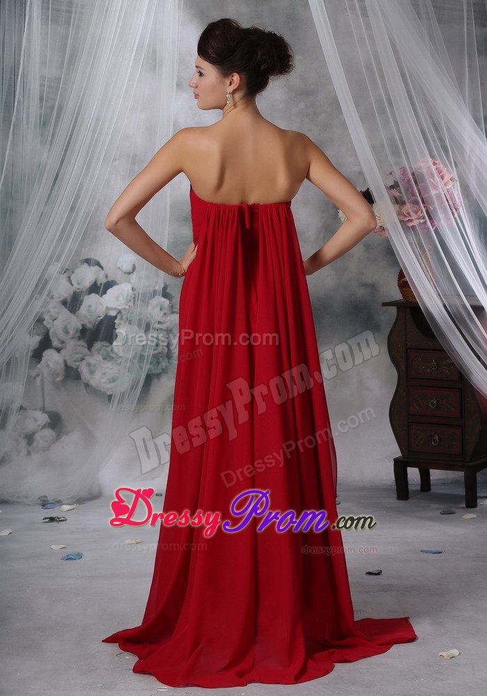 Polished Strapless Ruched Prom Pageant Dress Watteau Train in Colombo