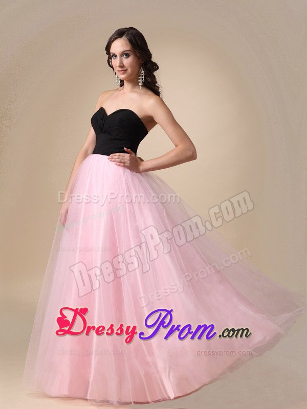 Black and Pink Zipper up Prom Dresses Sweetheart Floor-length in Embu