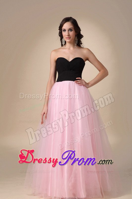 Black and Pink Zipper up Prom Dresses Sweetheart Floor-length in Embu