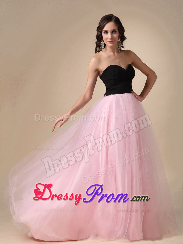 Black and Pink Zipper up Prom Dresses Sweetheart Floor-length in Embu