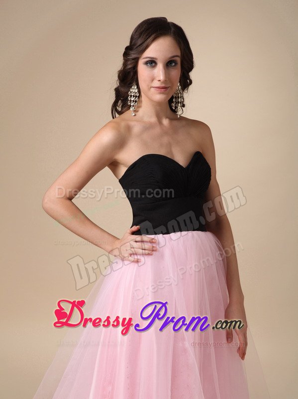 Black and Pink Zipper up Prom Dresses Sweetheart Floor-length in Embu