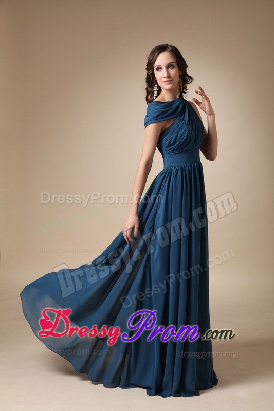 Luxurious Chiffon Asymmetrical Prom Evening Dress Ruches Floor-length