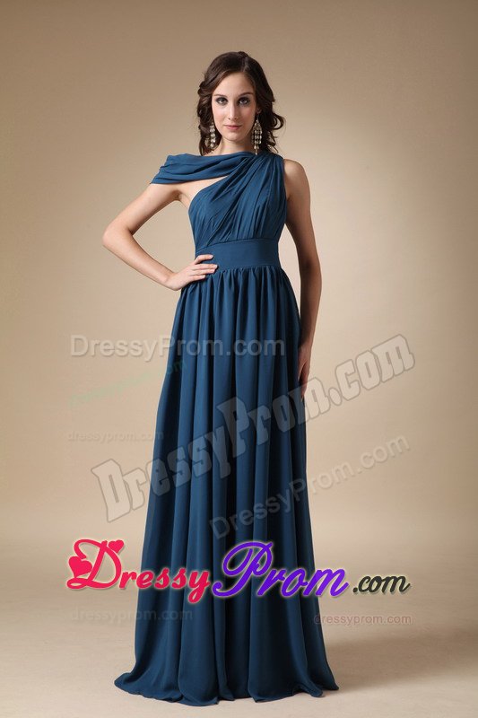 Luxurious Chiffon Asymmetrical Prom Evening Dress Ruches Floor-length