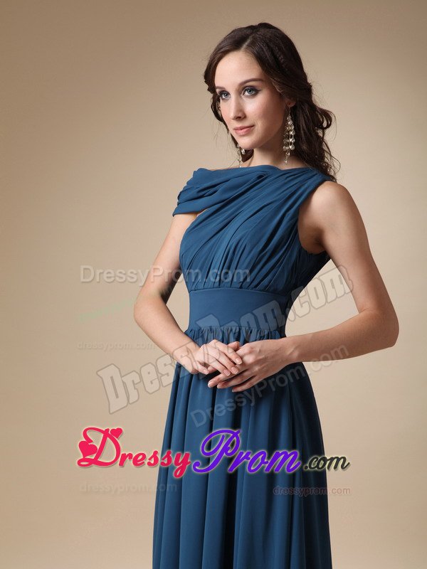 Luxurious Chiffon Asymmetrical Prom Evening Dress Ruches Floor-length