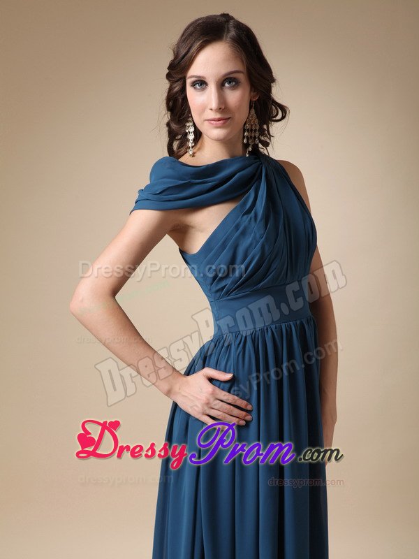 Luxurious Chiffon Asymmetrical Prom Evening Dress Ruches Floor-length