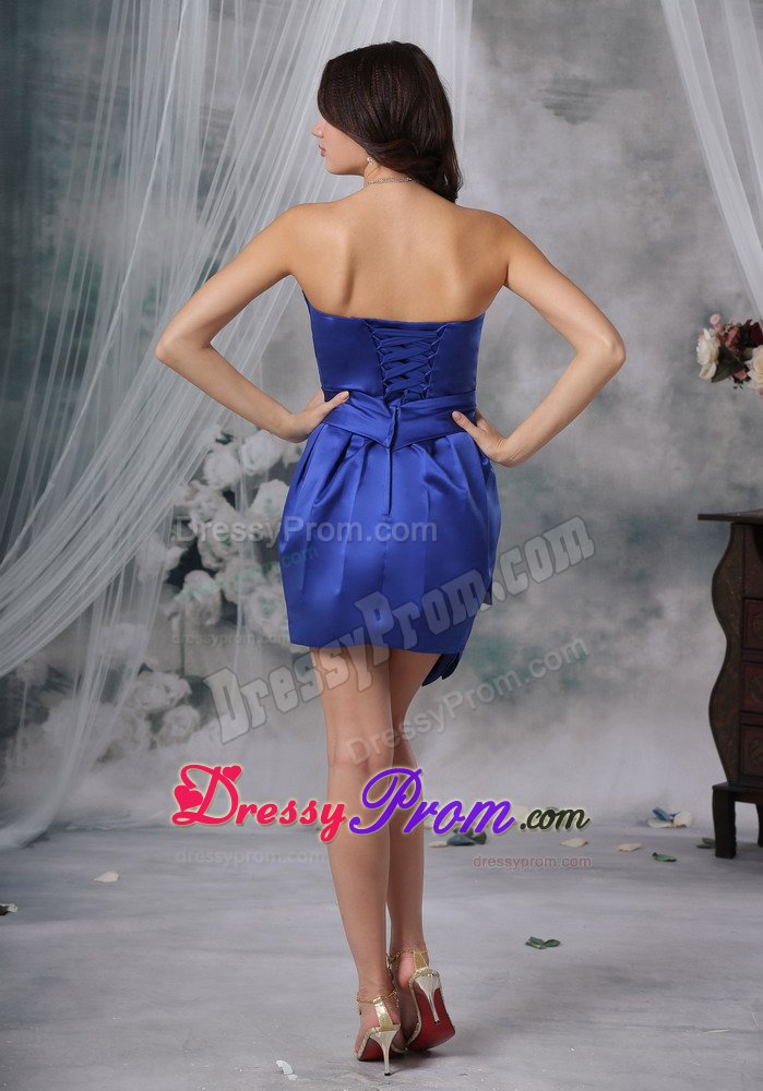 Cheap Royal Blue Mini-length Prom Holiday Dress Strapless in Praia Grande