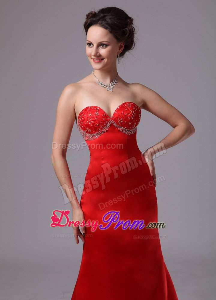 Strapless Prom Dresses Beaded Sweetheart Court Train with Lace up Back