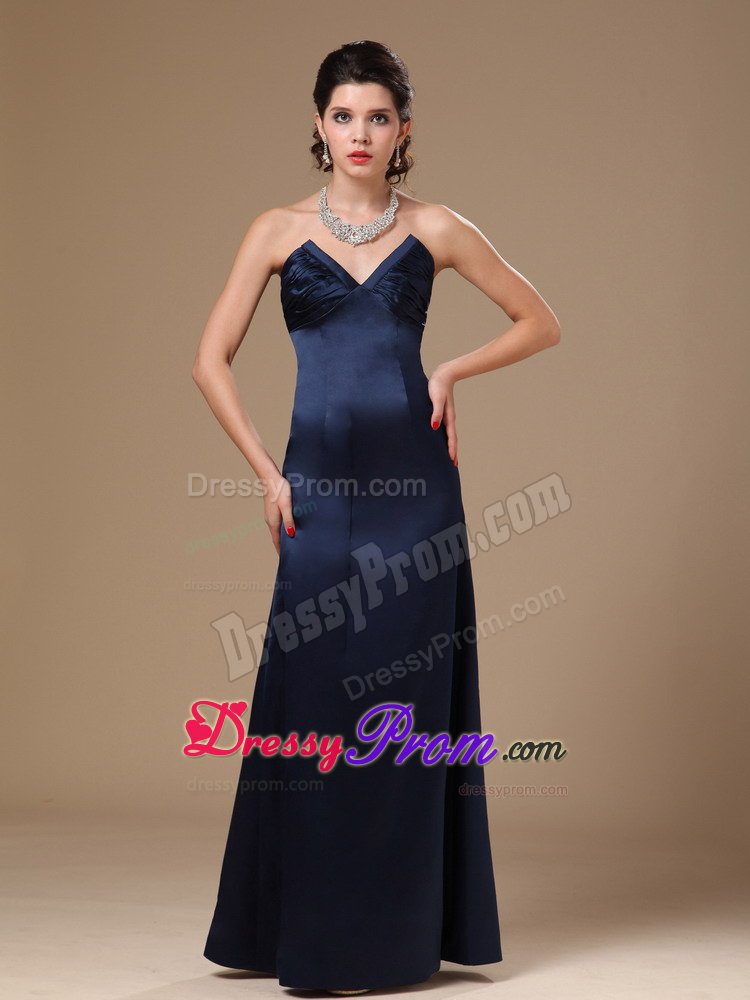 Simple Strapless Navy Blue Prom Evening Dresses Floor-length in Fashion